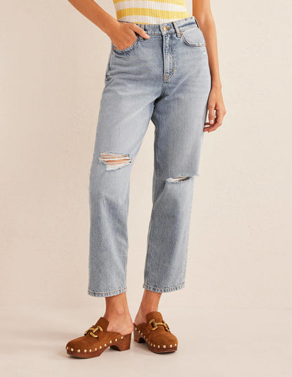 Jean ample taille mi-haute-Délavage moyen-4