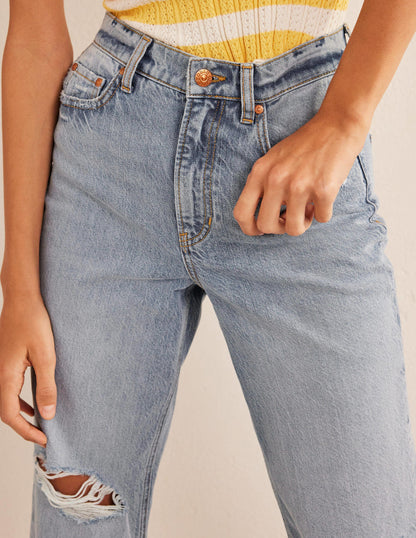 Jean ample taille mi-haute-Délavage moyen-5