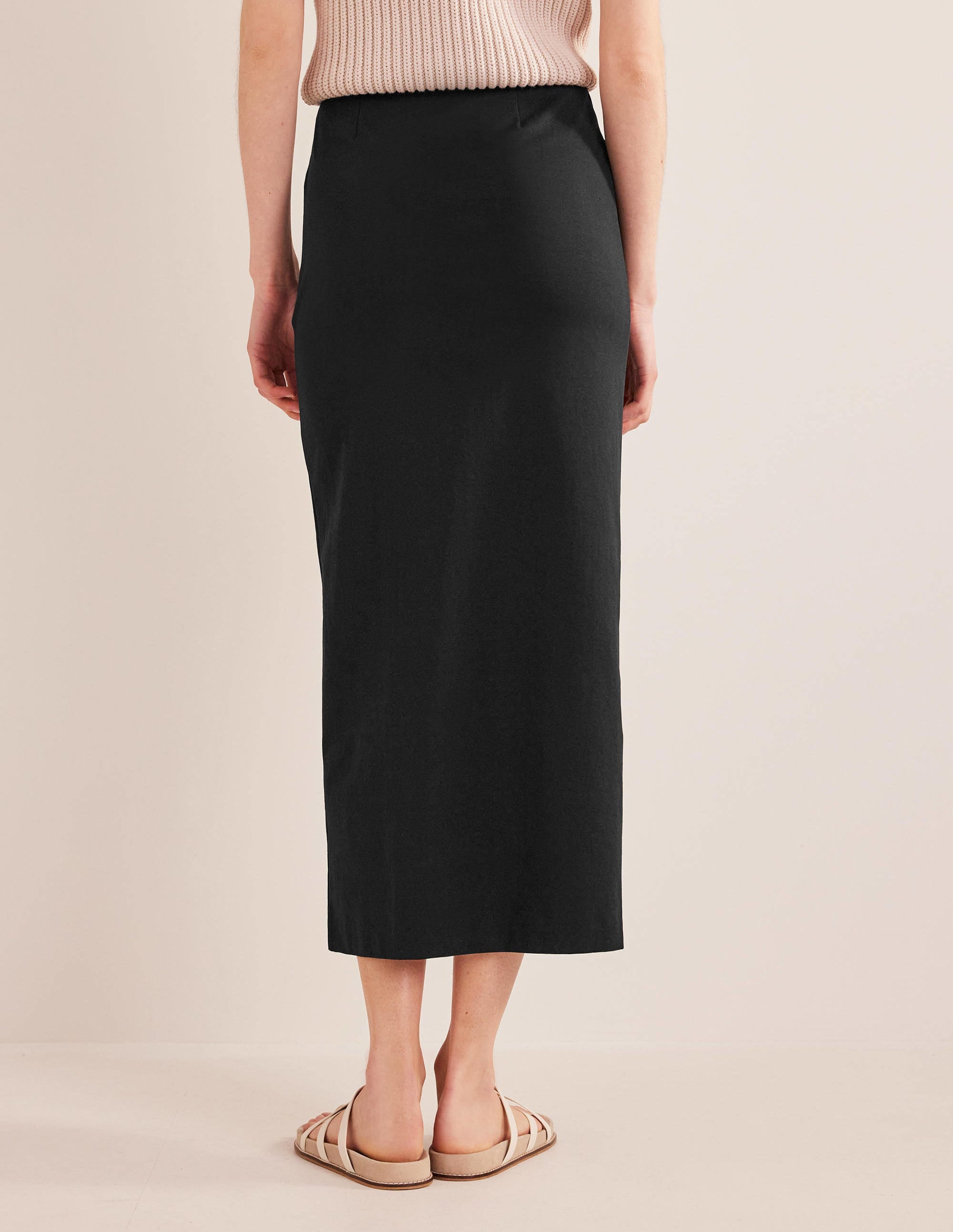 Jupe midi nouée en jersey-Noir - Image 3