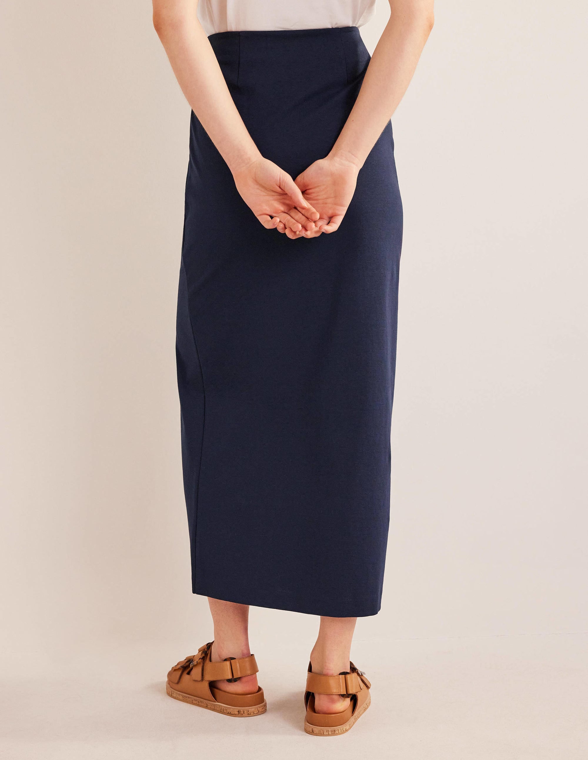 Jersey-Midirock mit Knotendetail-Marineblau - Image 3