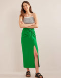 Knot Detail Jersey Midi Skirt-Rolling Hills