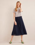 Jupe en tulle plissé-Bleu marine
