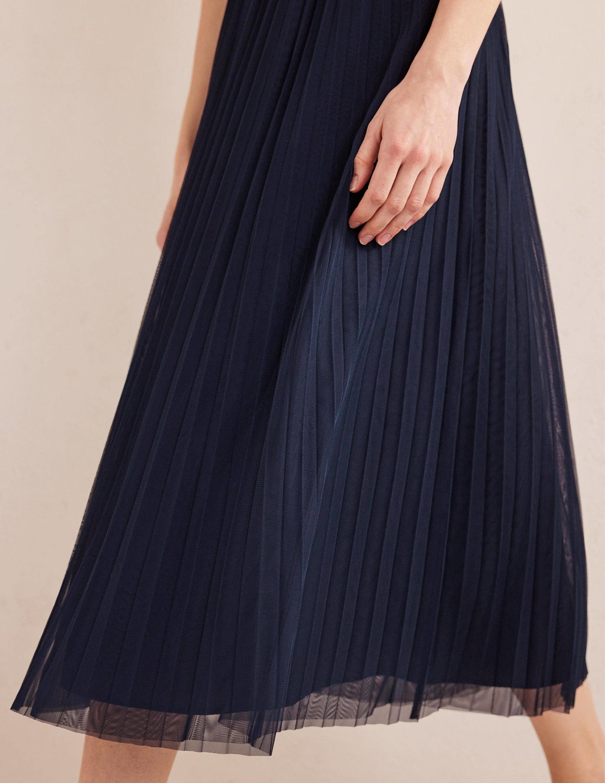 Jupe en tulle plissé-Bleu marine-2