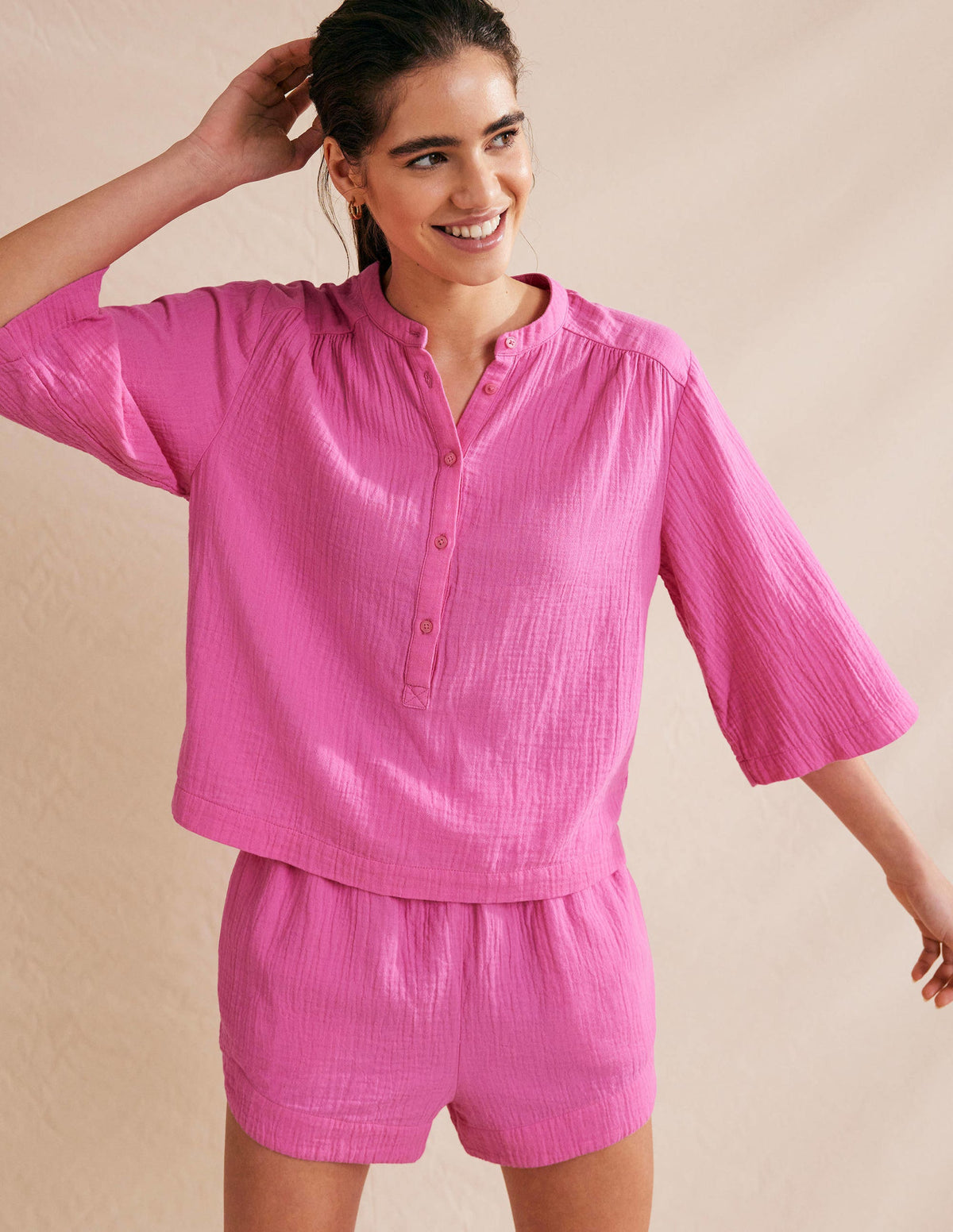 Seihtuch-Shorts mit Tunnelzug-Festivalrosa - Image 1