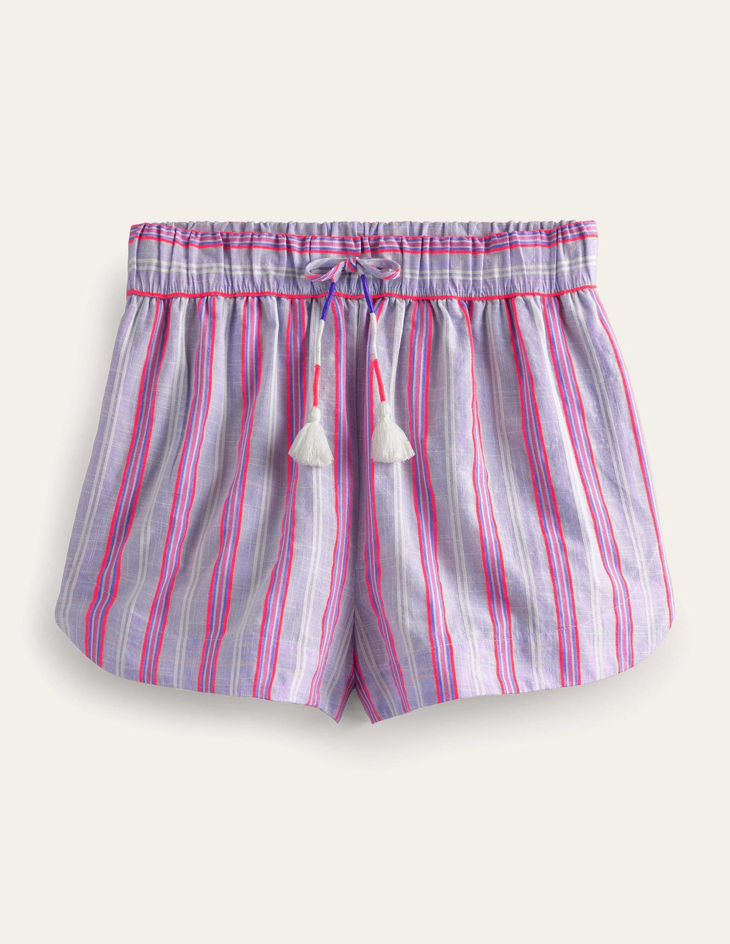 Gestreifte Shorts mit Tunnelzug-Blau/Wassermelonenrosa, Gestreift