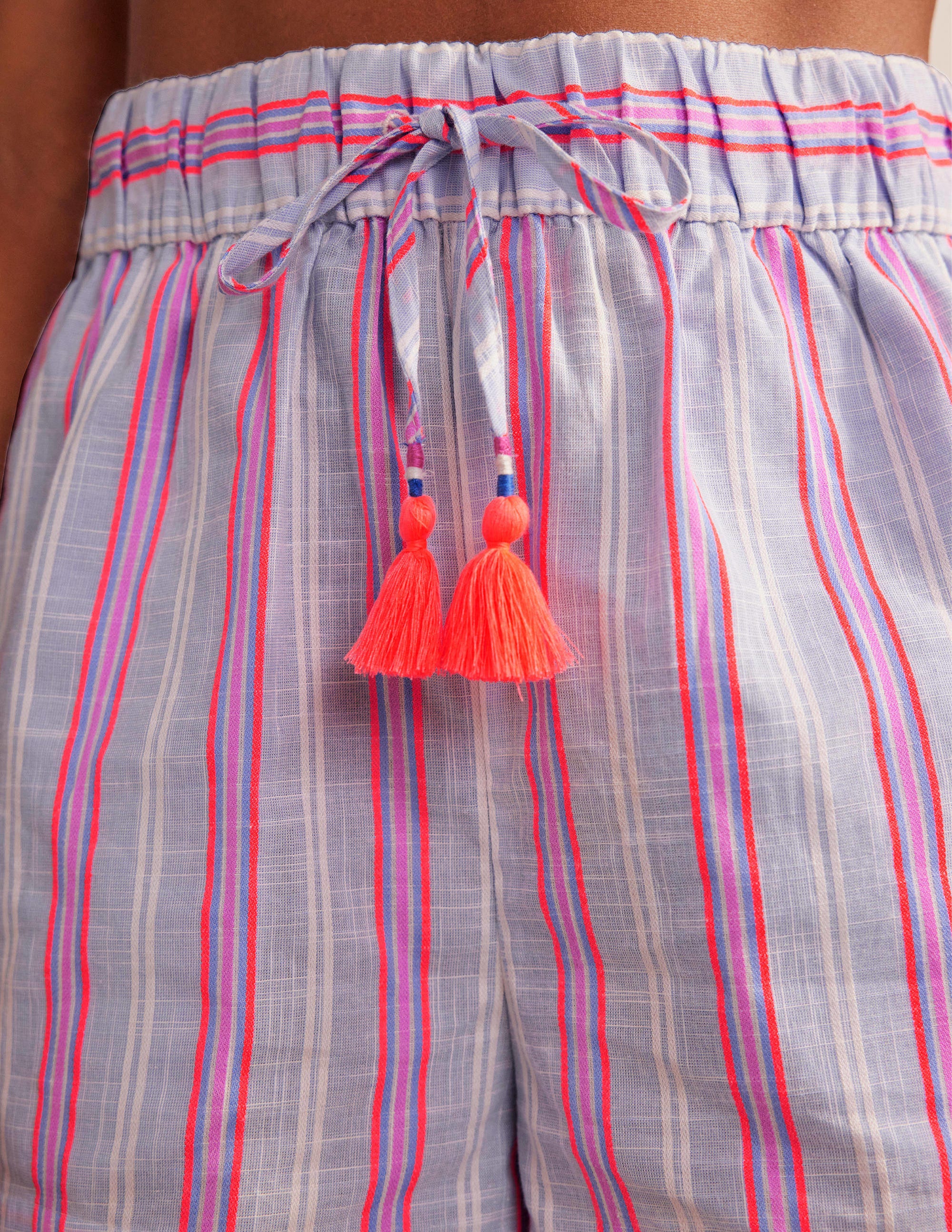 Short rayé noué à la taille-Rayé bleu et pastèque - Image 2