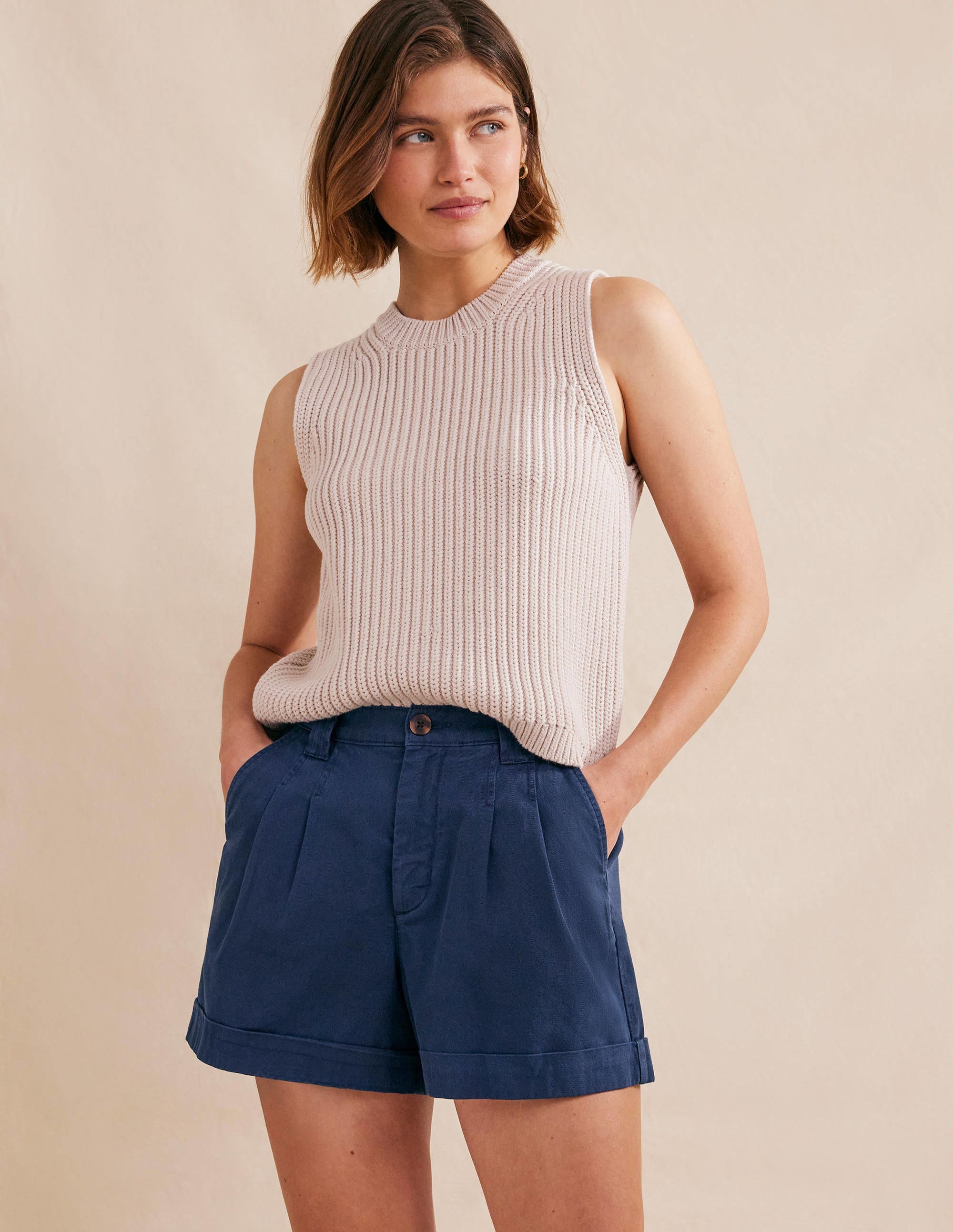 Short décontracté en coton-Bleu nuit - Image 1