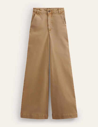 Casual Wide Leg Trousers-Brown