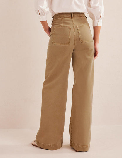 Casual Wide Leg Trousers-Brown