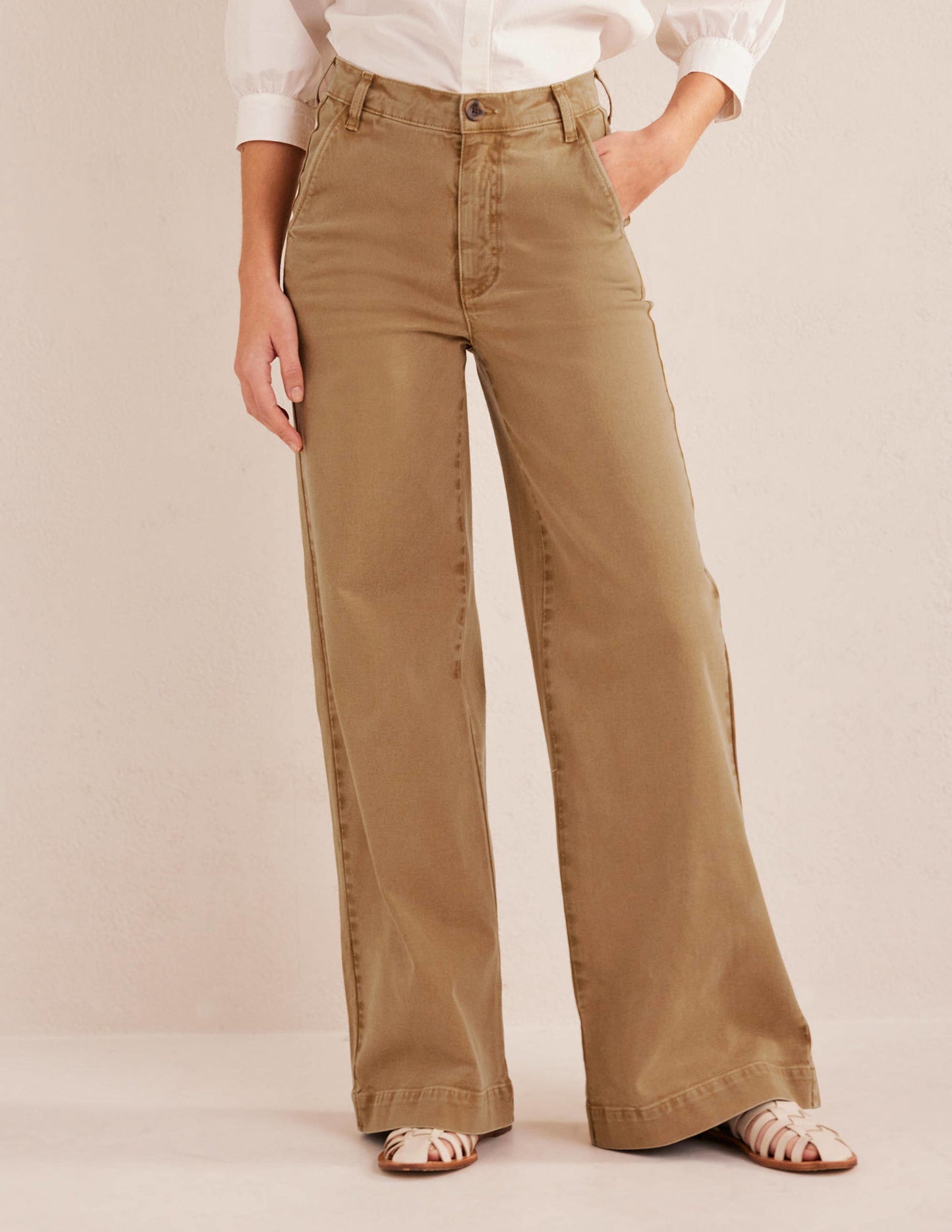 Casual Wide Leg Trousers-Brown