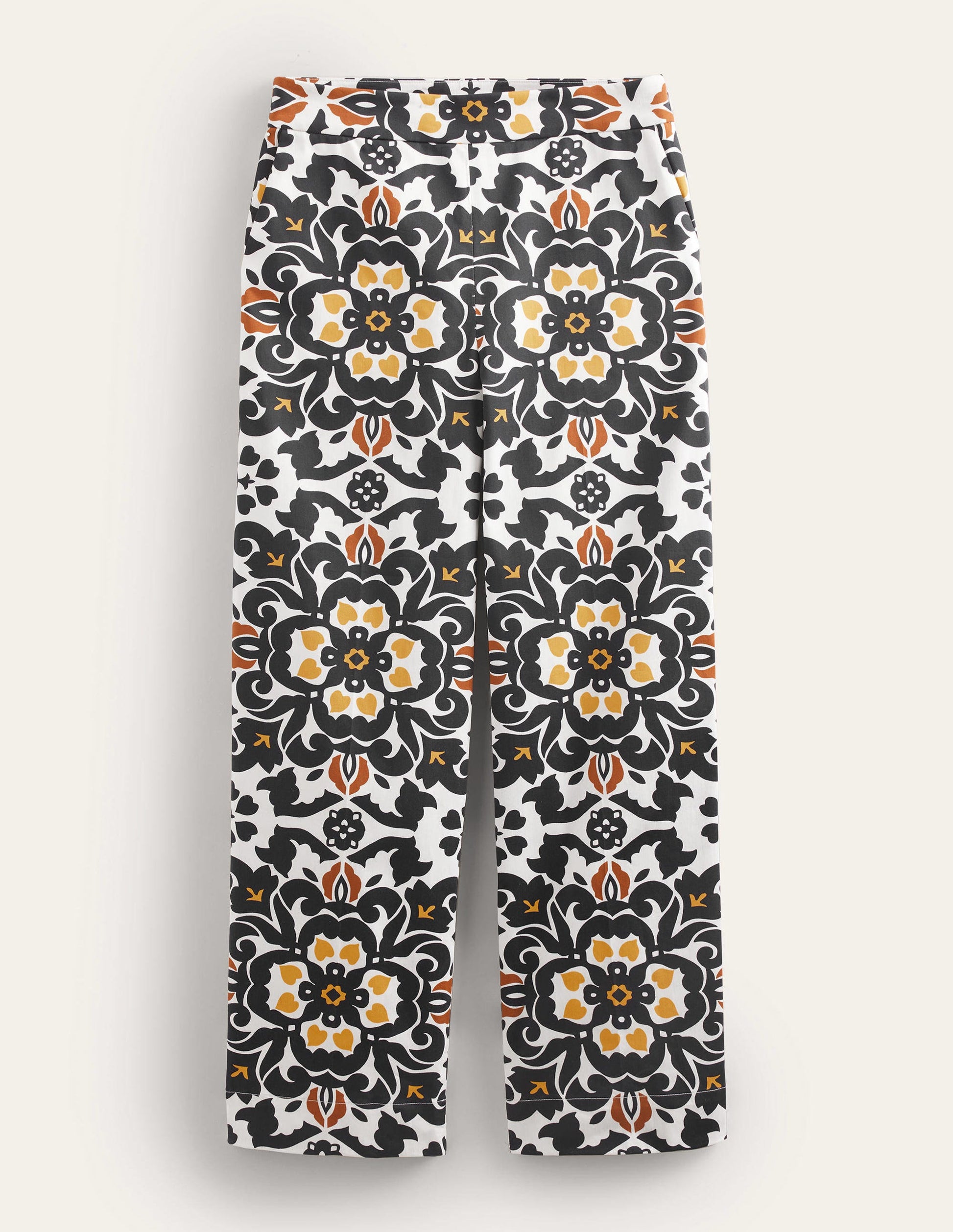 Printed Crop Trousers-Black, Opulent Pome-6