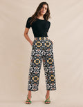 Printed Crop Trousers-Black, Opulent Pome