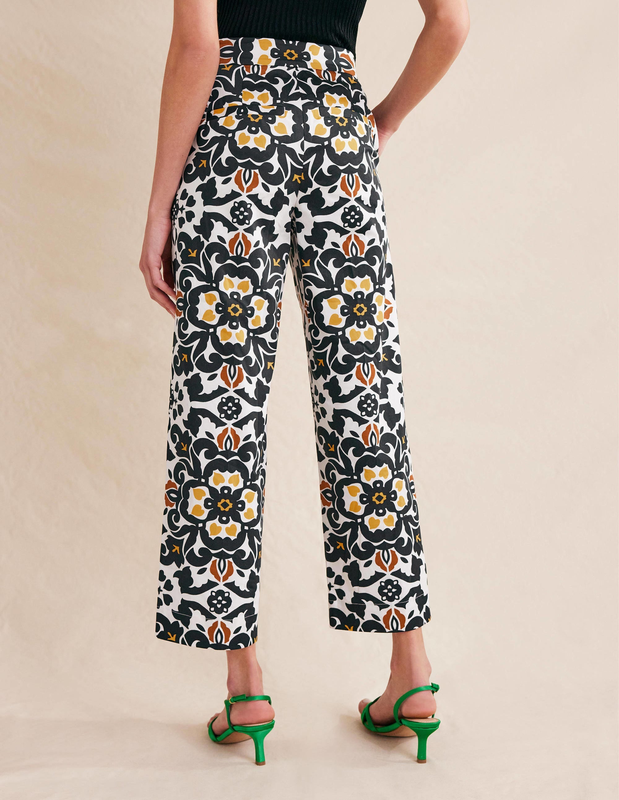 Printed Crop Trousers-Black, Opulent Pome - Image 3