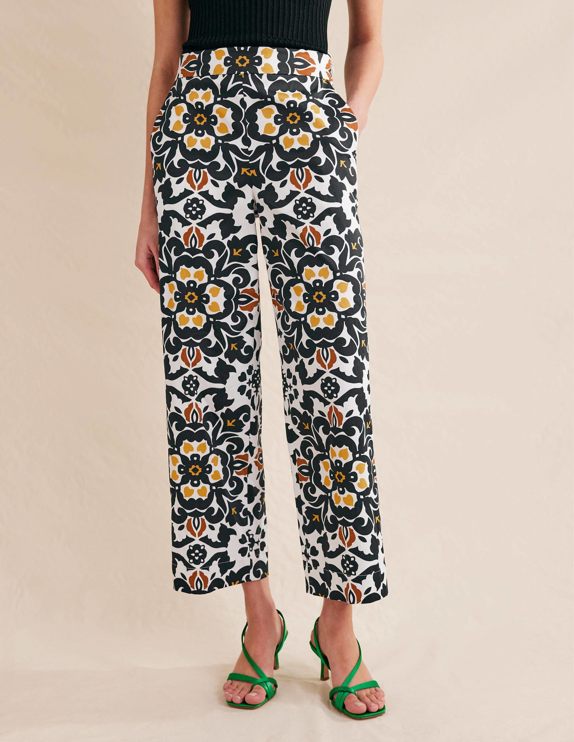 Printed Crop Trousers-Black, Opulent Pome - Image 4