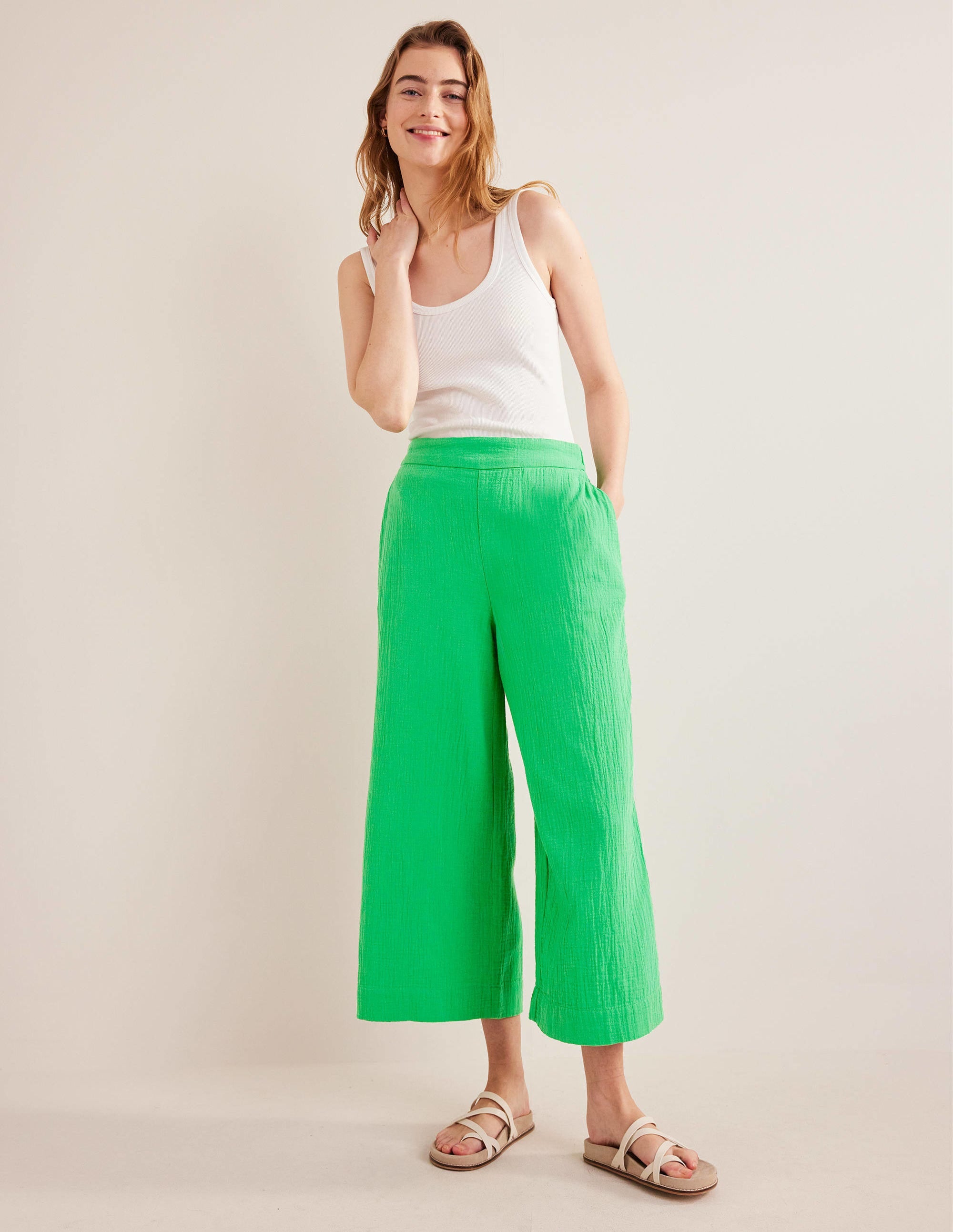 Pantalon à enfiler double-étoffe-Vert vif - Image 1