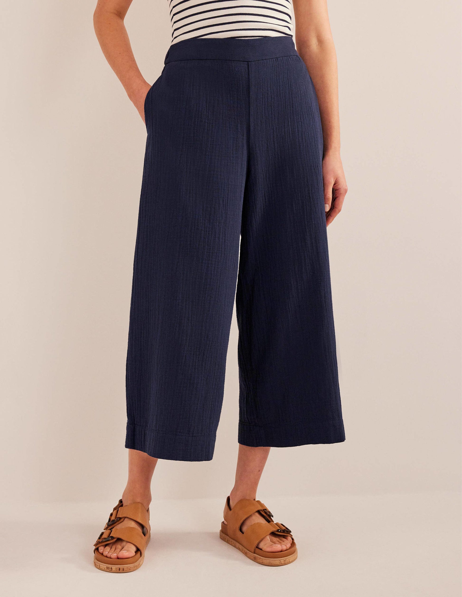 Pantalon à enfiler double-étoffe-Bleu marine-4