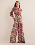 Pantalon palazzo imprimé-Multi, motif Moire Bloom