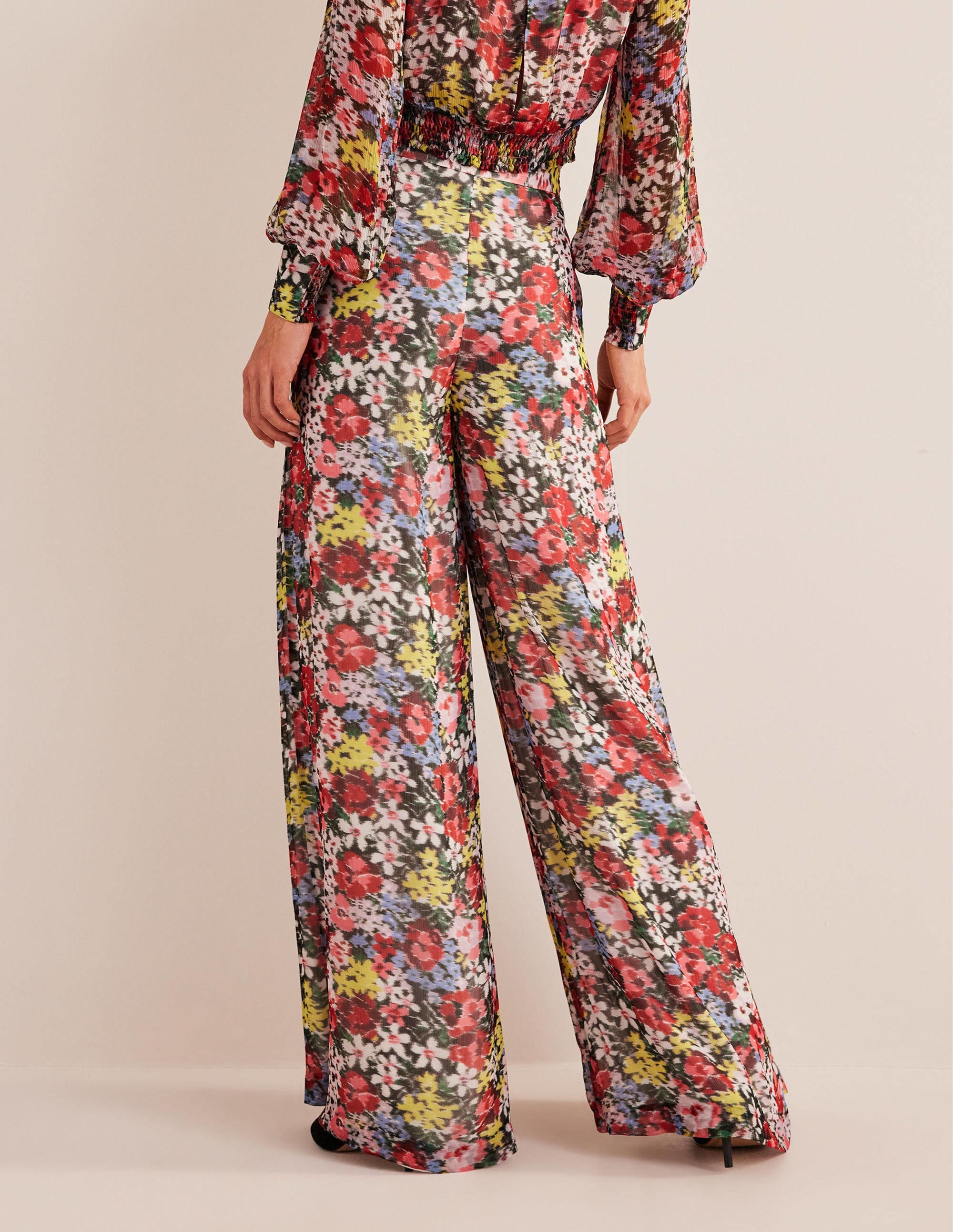 Pantalon palazzo imprimé-Multi, motif Moire Bloom - Image 3