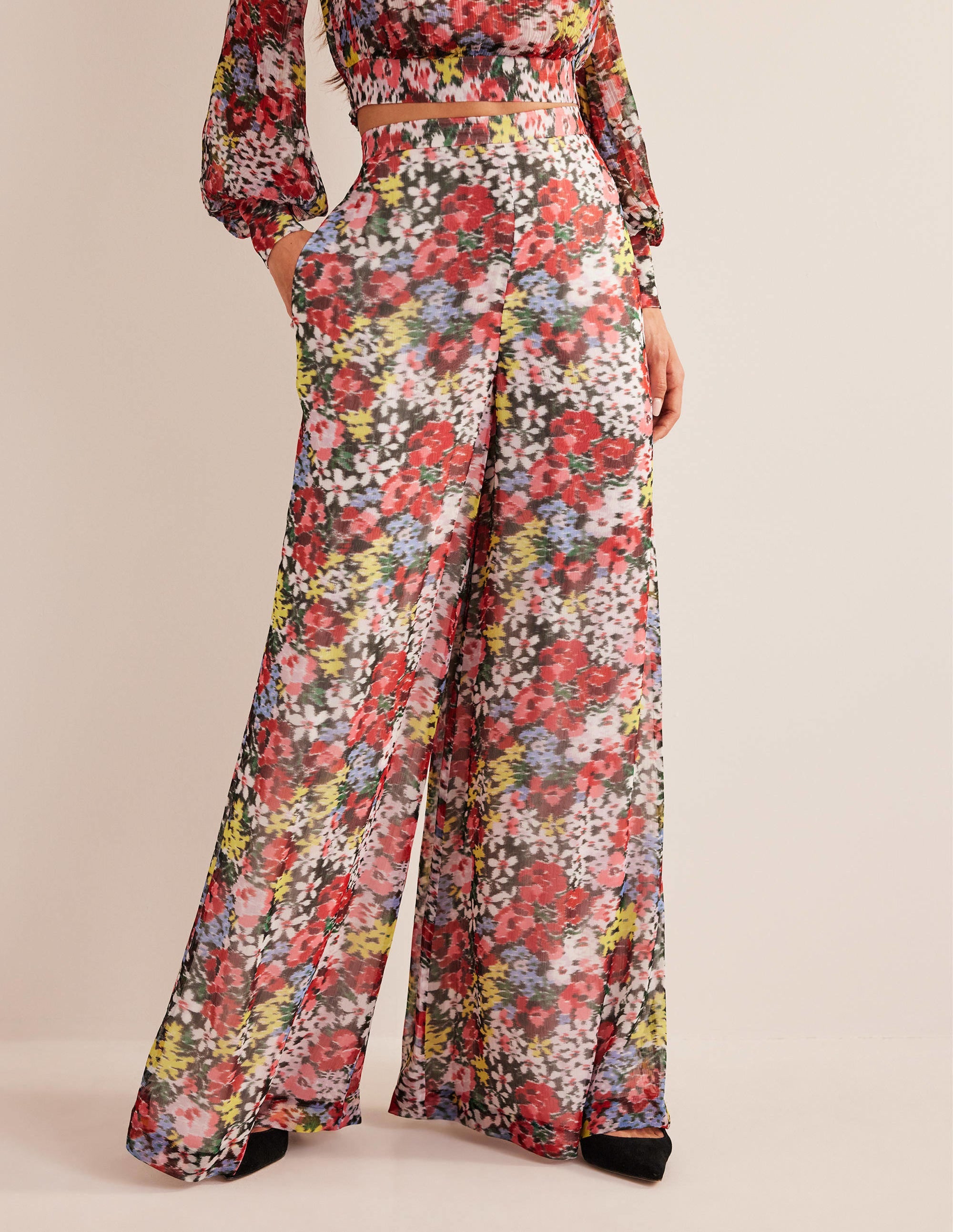 Pantalon palazzo imprimé-Multi, motif Moire Bloom - Image 4