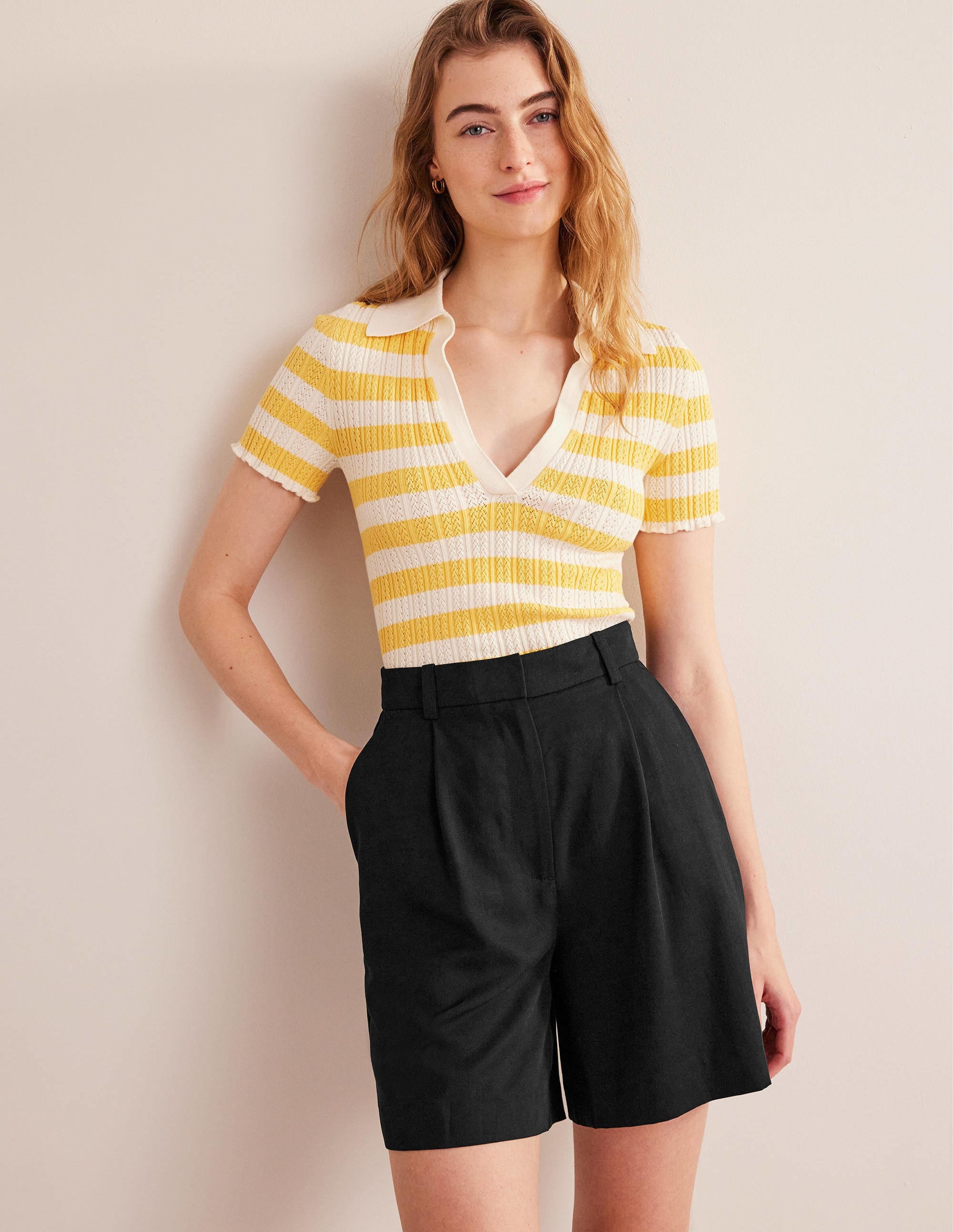 Short décontracté en Tencel-Noir - Image 1