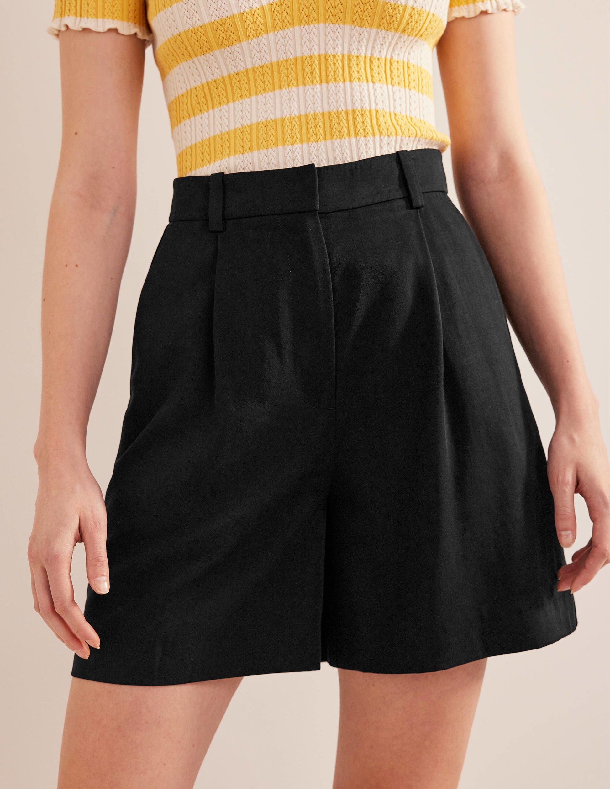 Short décontracté en Tencel-Noir-4