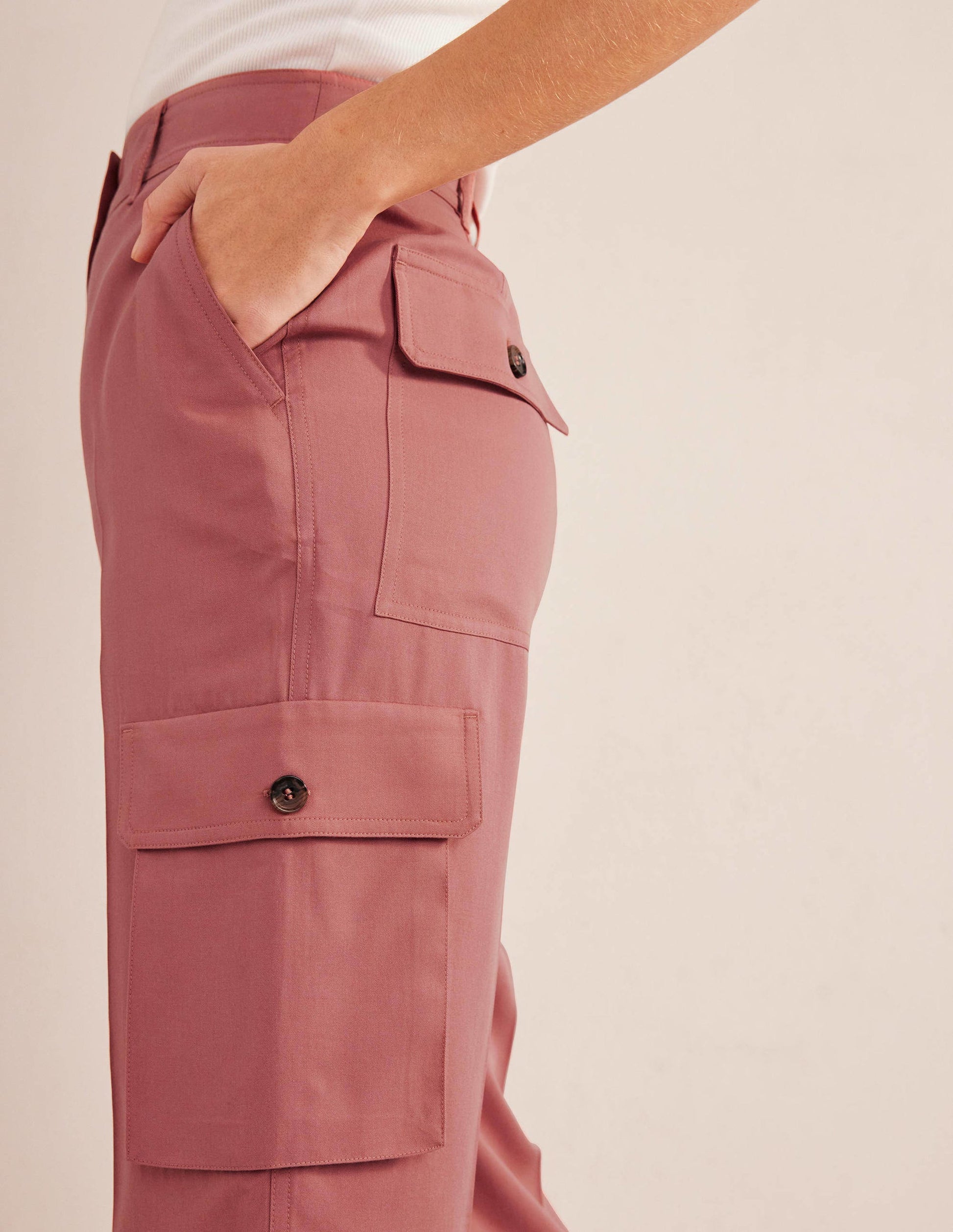 Tencel Cargo Trousers-Dusty Rose-5
