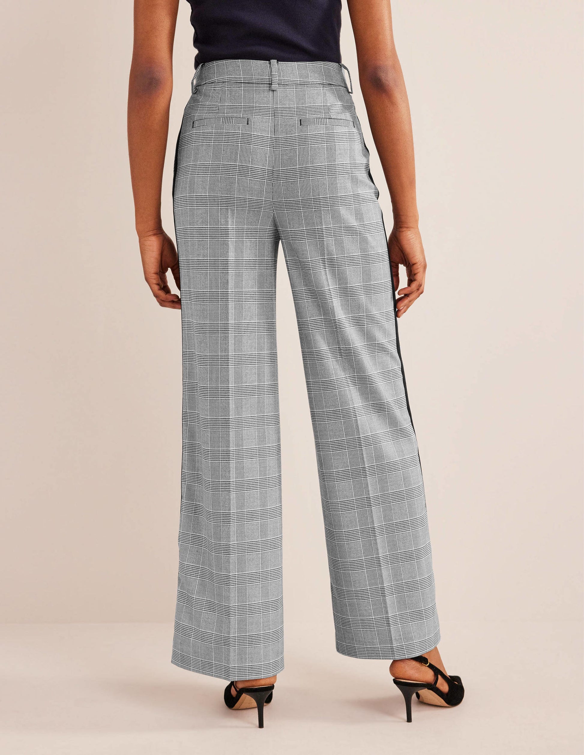 Pantalon large Westbourne-Carreaux avec rayé latéral bleu marine-3