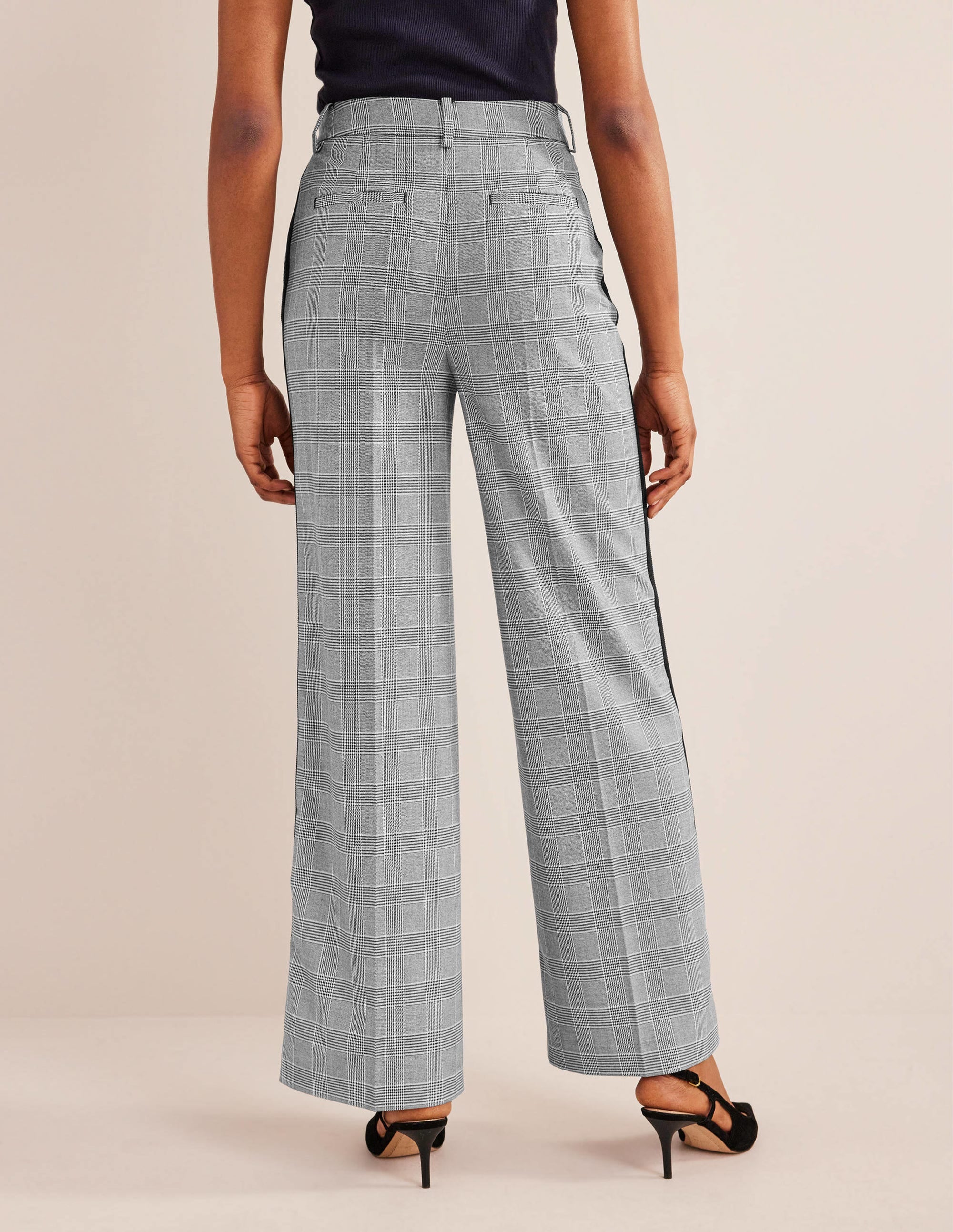 Pantalon large Westbourne-Carreaux avec rayé latéral bleu marine - Image 3