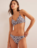 Bas de bikini intemporel-Ivoire, motif cachemire bleu