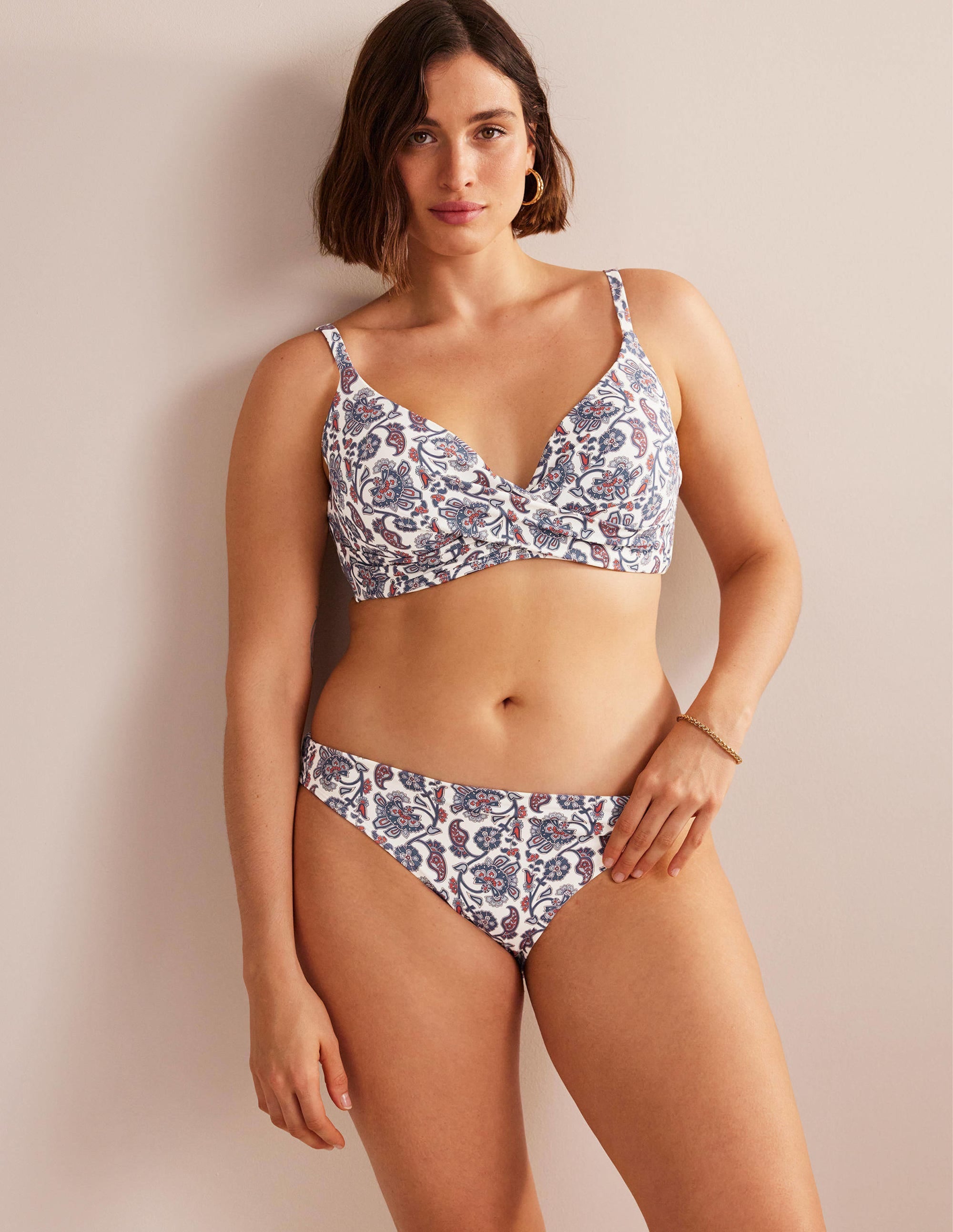 Bas de bikini intemporel-Ivoire, motif cachemire bleu - Image 5