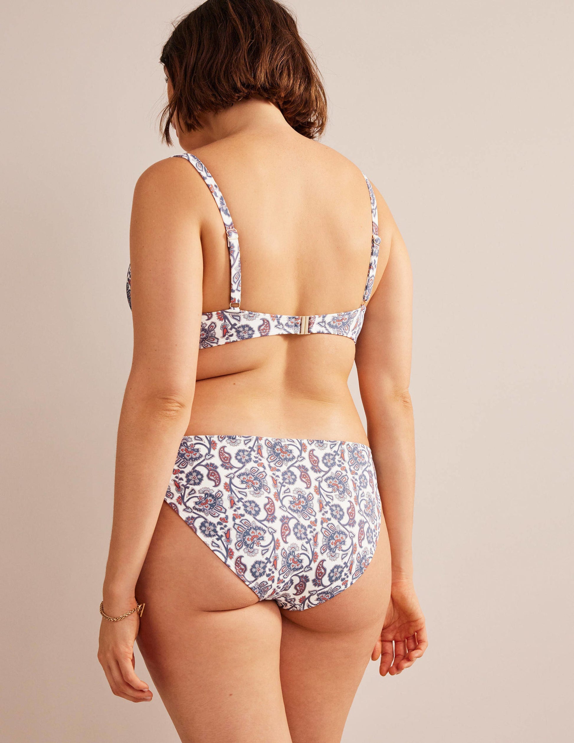 Bas de bikini intemporel-Ivoire, motif cachemire bleu-6