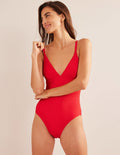 Maillot de bain col V Arezzo à empiècement-Texturé tulipe