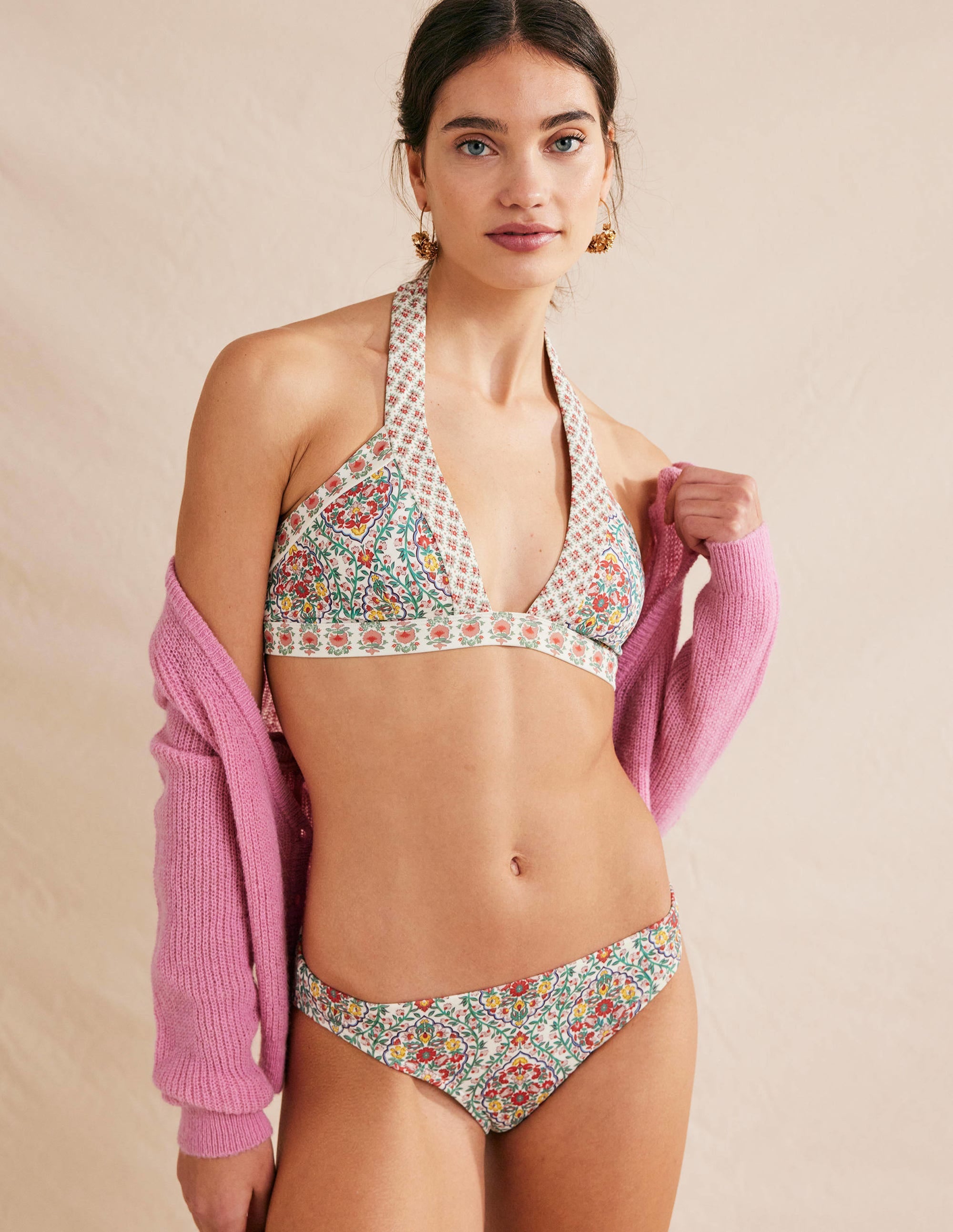 Ithaka Neckholder-Bikinioberteil-Bunt, Weinranken - Image 1