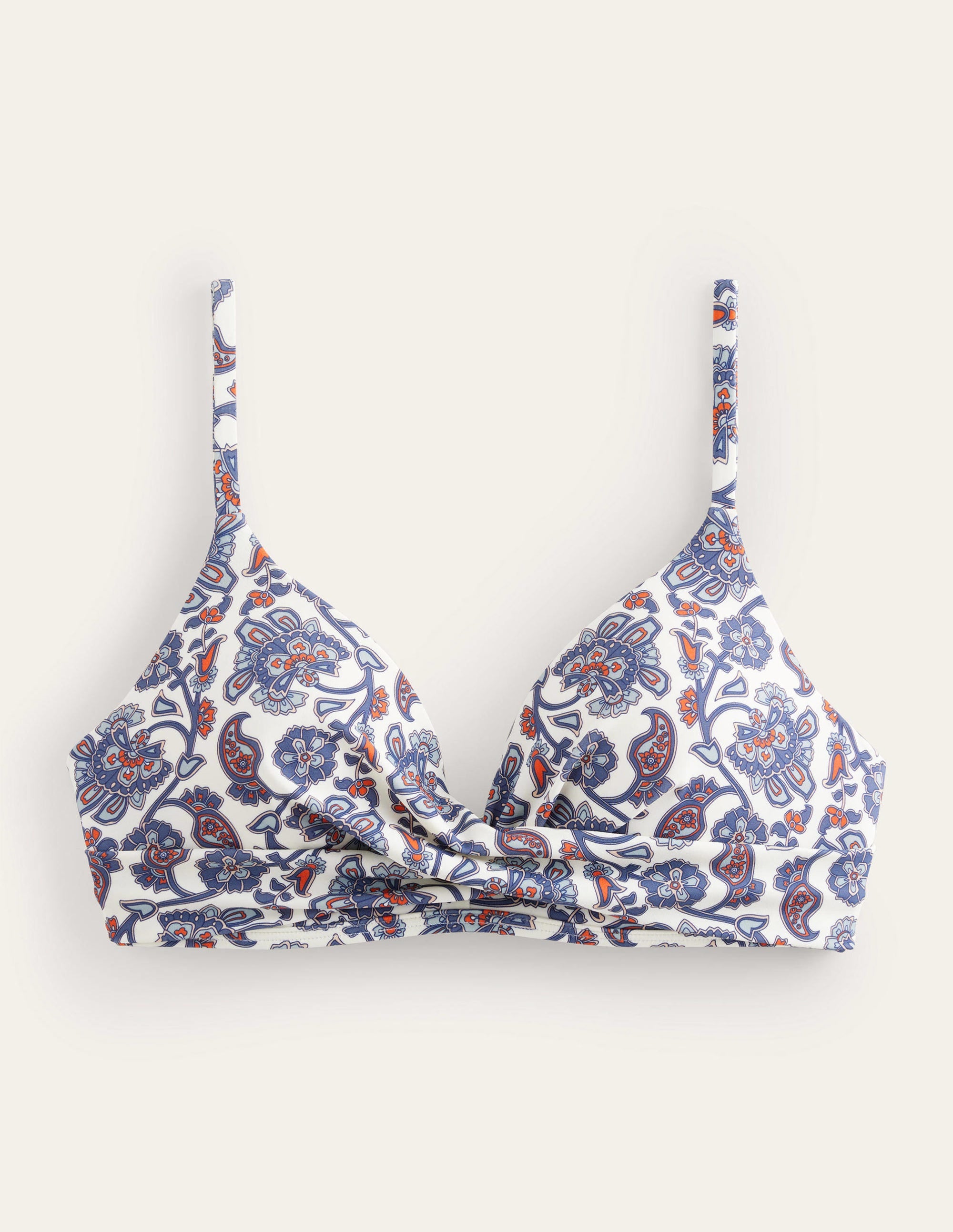Capri Bikinioberteil mit Körbchen-Naturweiß/Blau, Paisleymuster - Image 7