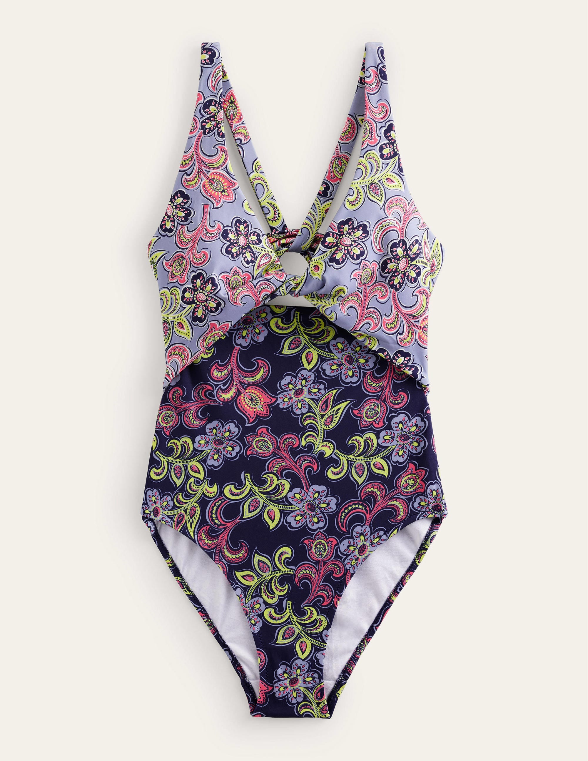Maillot de bain torsadé-Bleu marine foncé, motif Botanic Tavern - Image 7