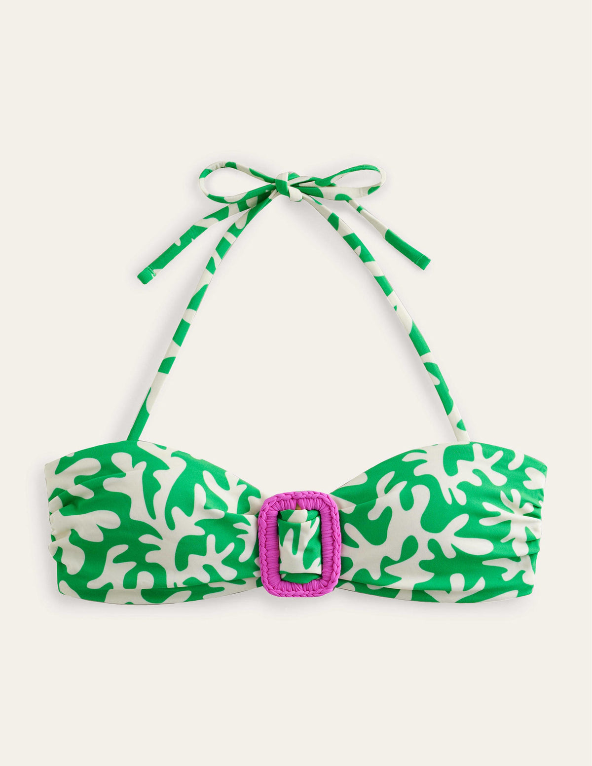 Taormina Bandeau-Bikinioberteil-Grün, Abstraktes Blattmuster-6