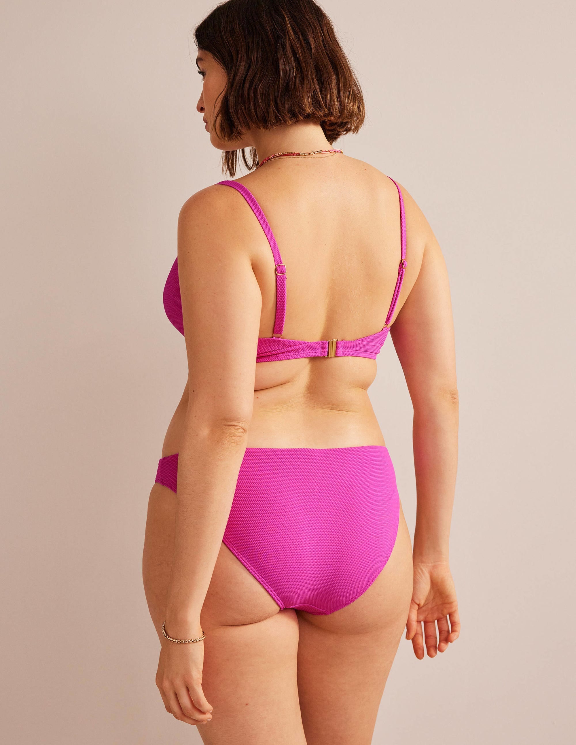 Arezzo Strukturierte Bikinihose-Dunkelpink/Honiggelb - Image 6