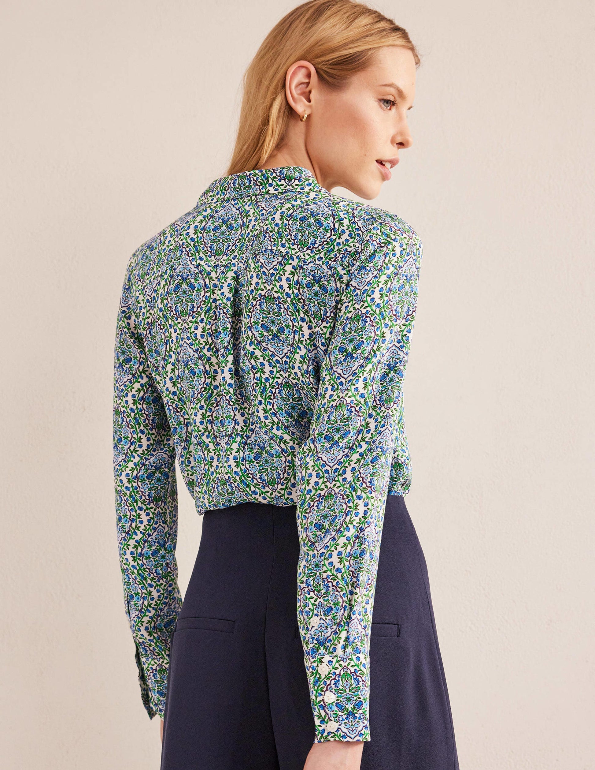 Nouvelle chemise en soie-Graine de lin, motif Vine Terrace-3