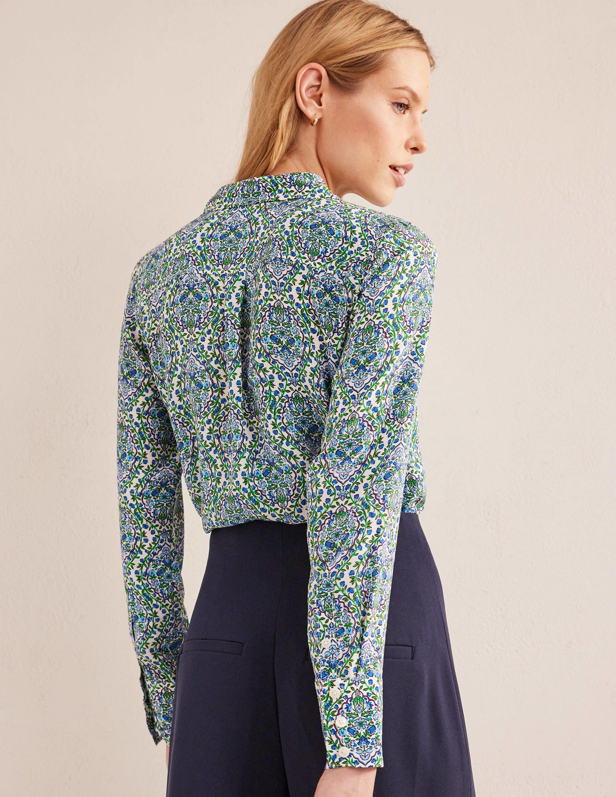Nouvelle chemise en soie-Graine de lin, motif Vine Terrace - Image 3