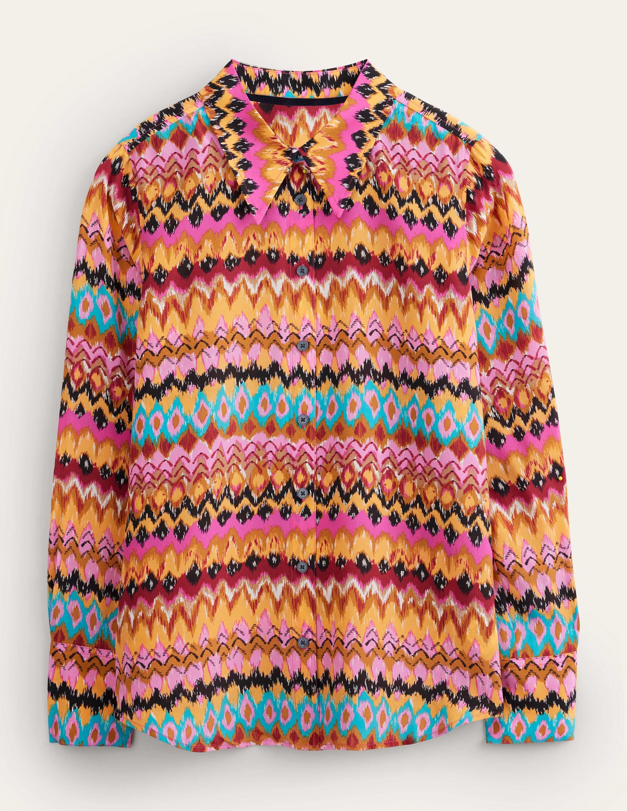 Nouvelle chemise en soie-Multi, motif ikat texturé - Image 3