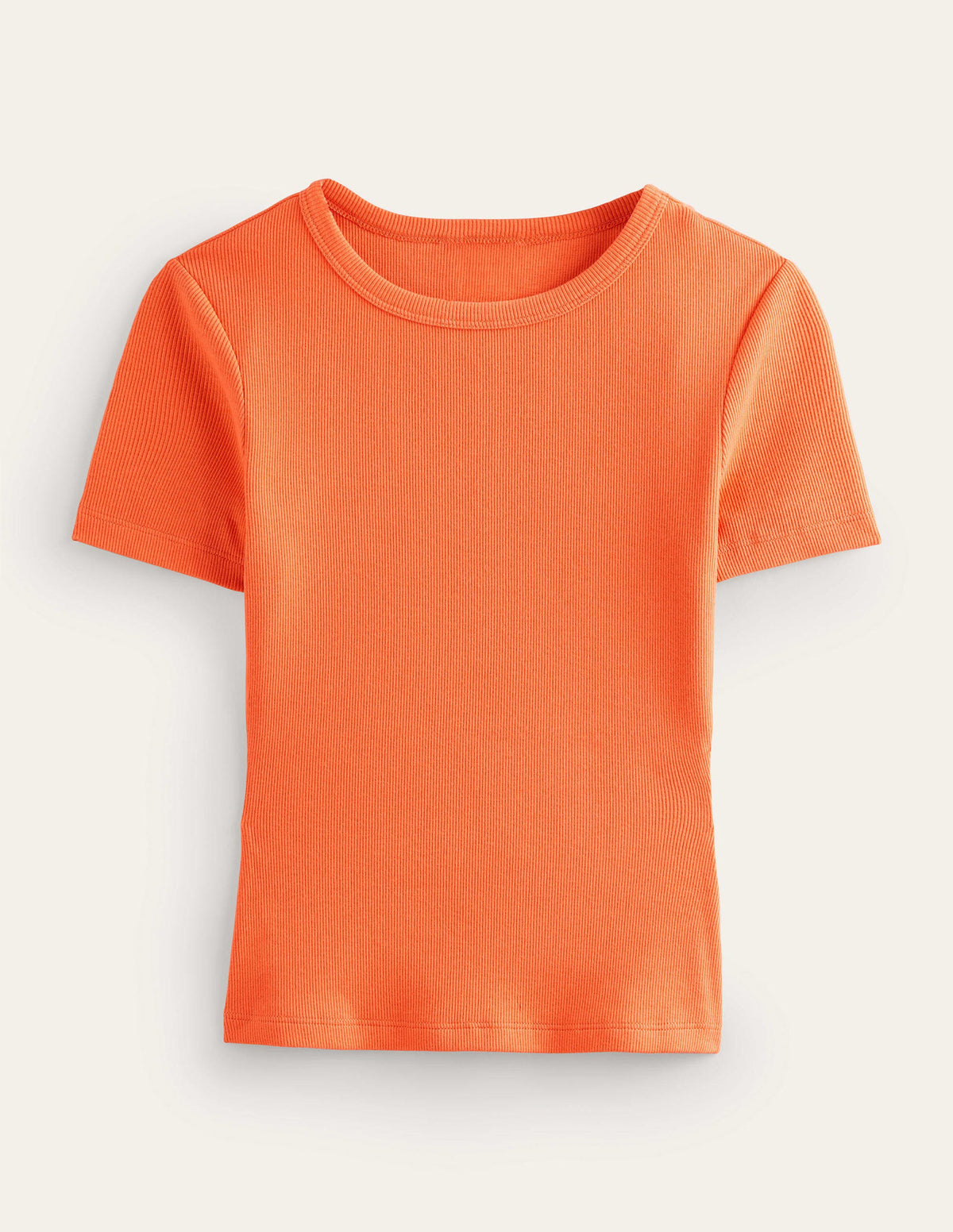 T-Shirt aus Baumwoll-Rippstrick-Gedecktes Orange - Image 5