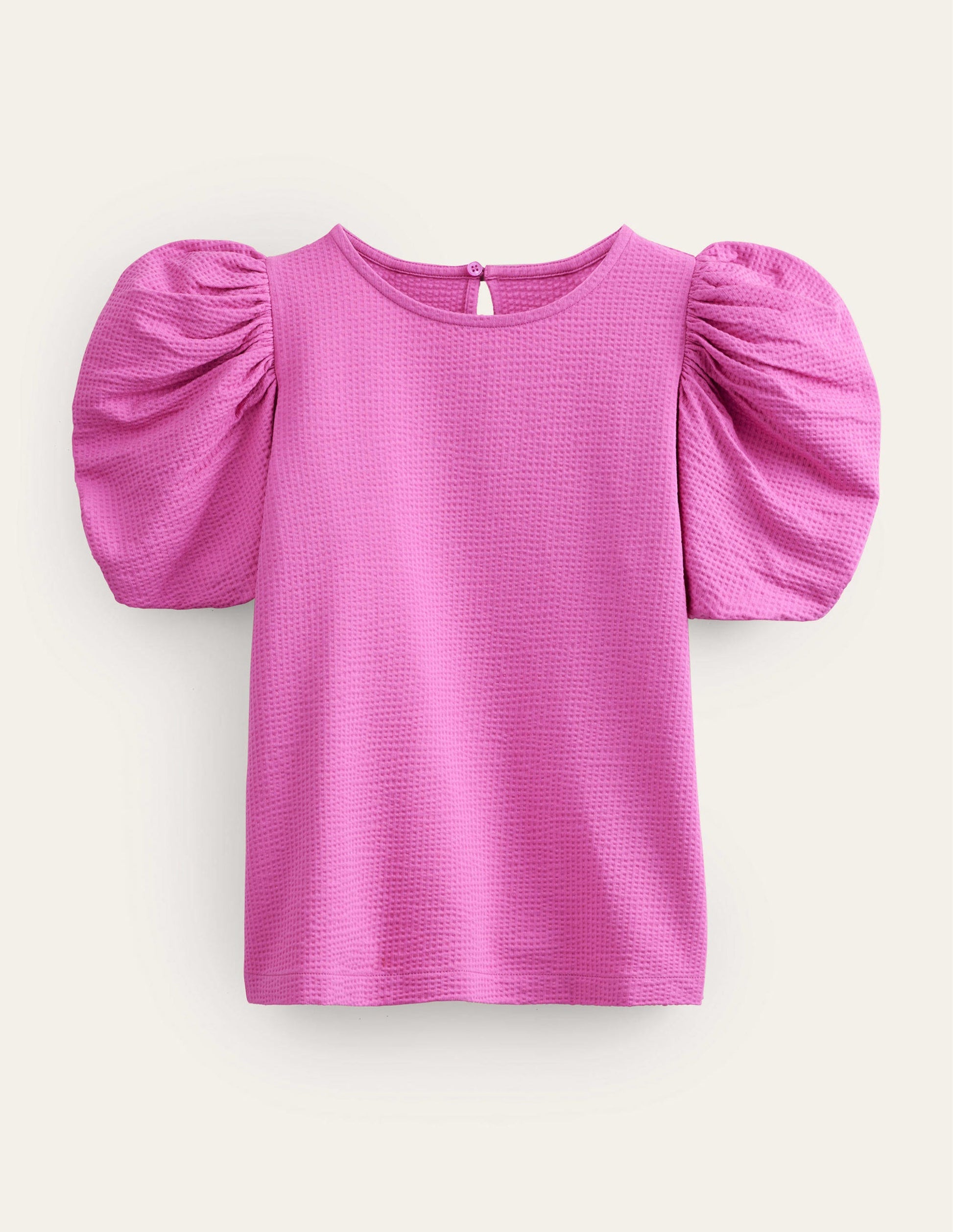 Top en jersey à manches bouffantes-Rose violette-5