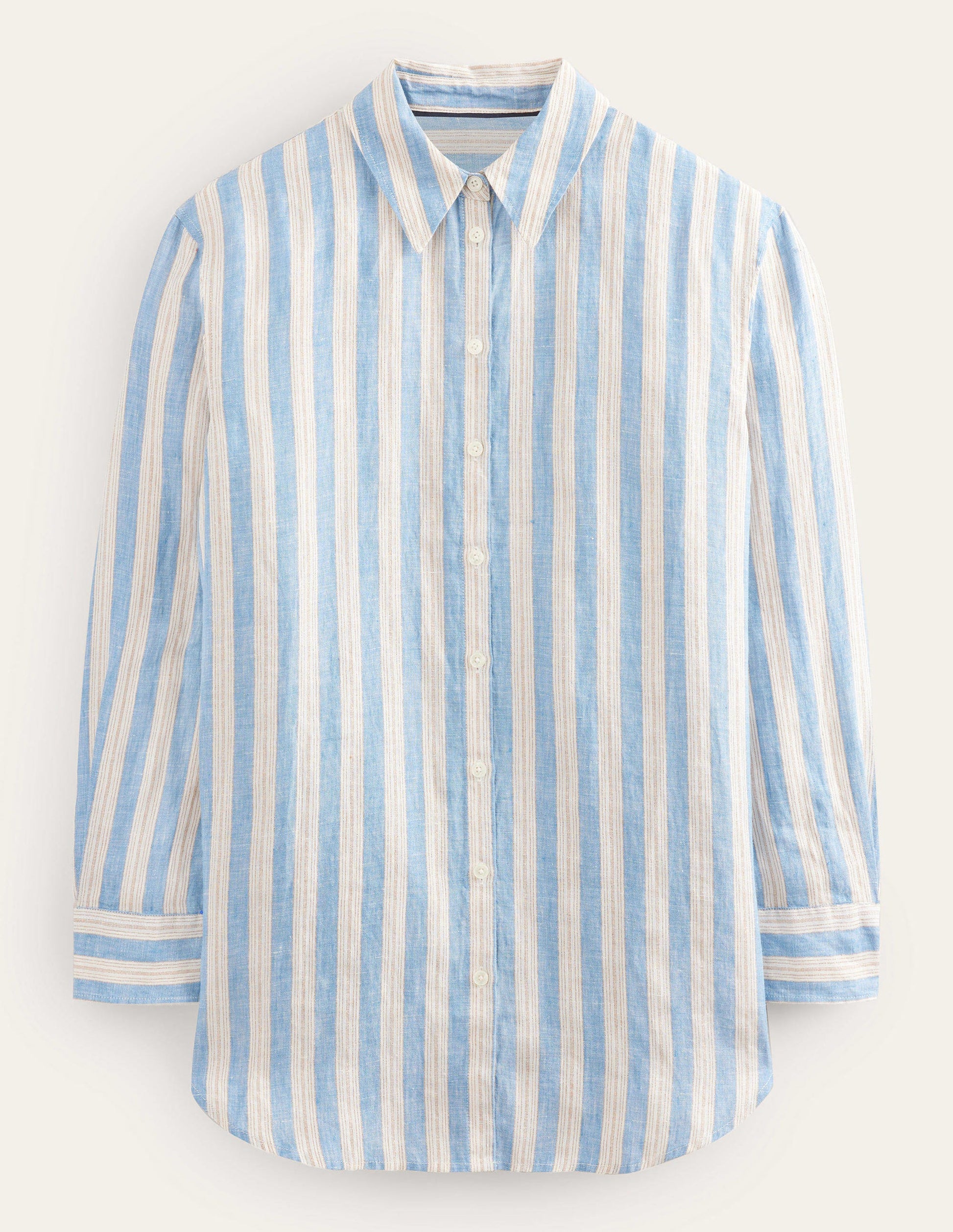 Chemise décontractée en lin-Bleu porcelaine, rayé lurex-6