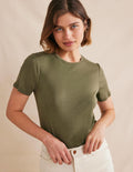 T-shirt col rond en jersey-Épicéa