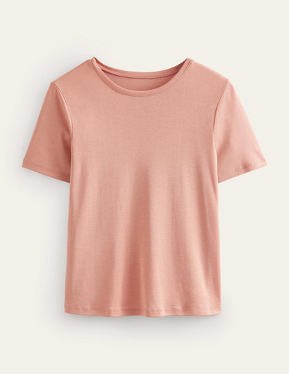 Jersey-T-Shirt mit Rundhalsausschnitt-Rosa