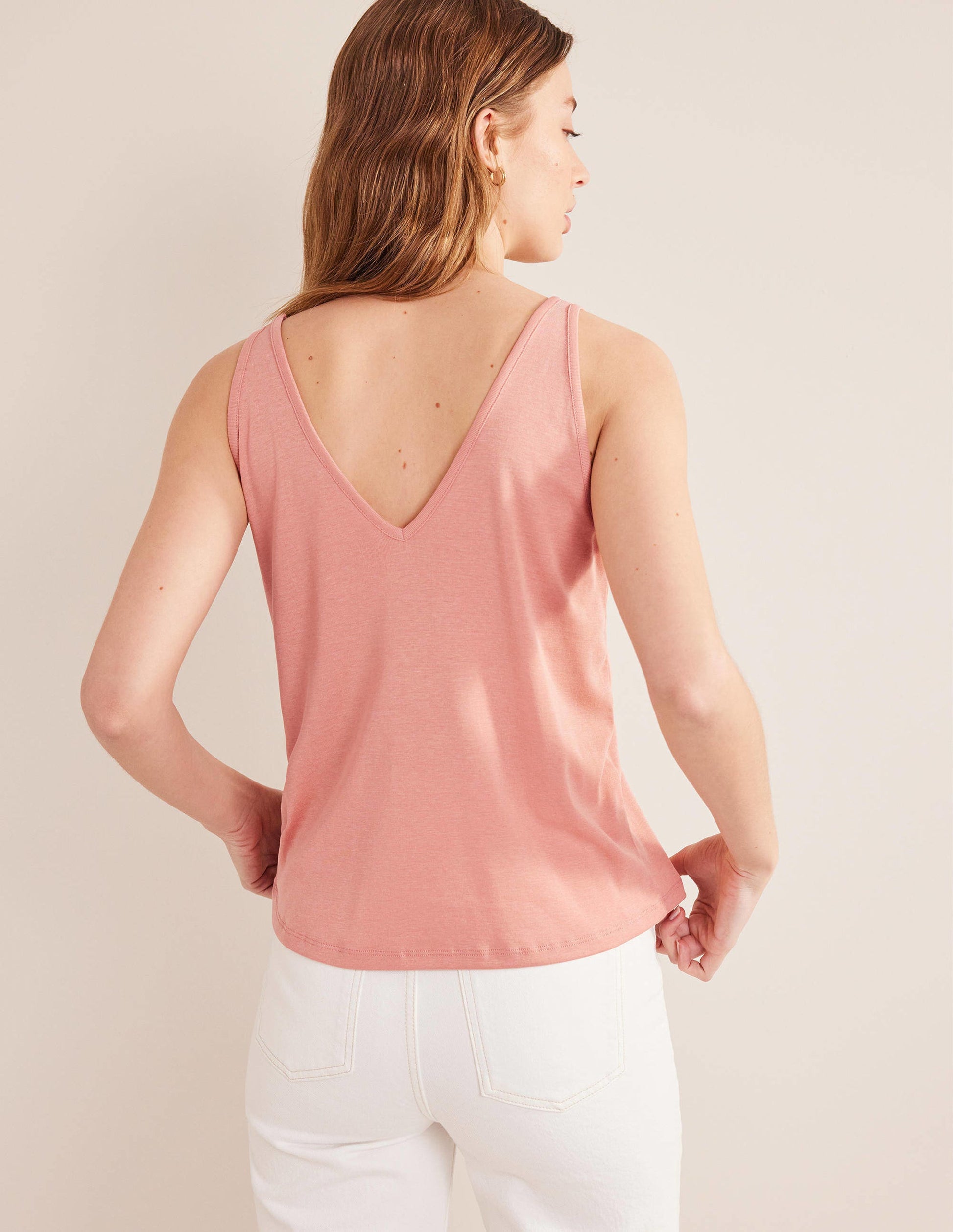 Jersey-Top mit V-Ausschnitt-Rosa-3