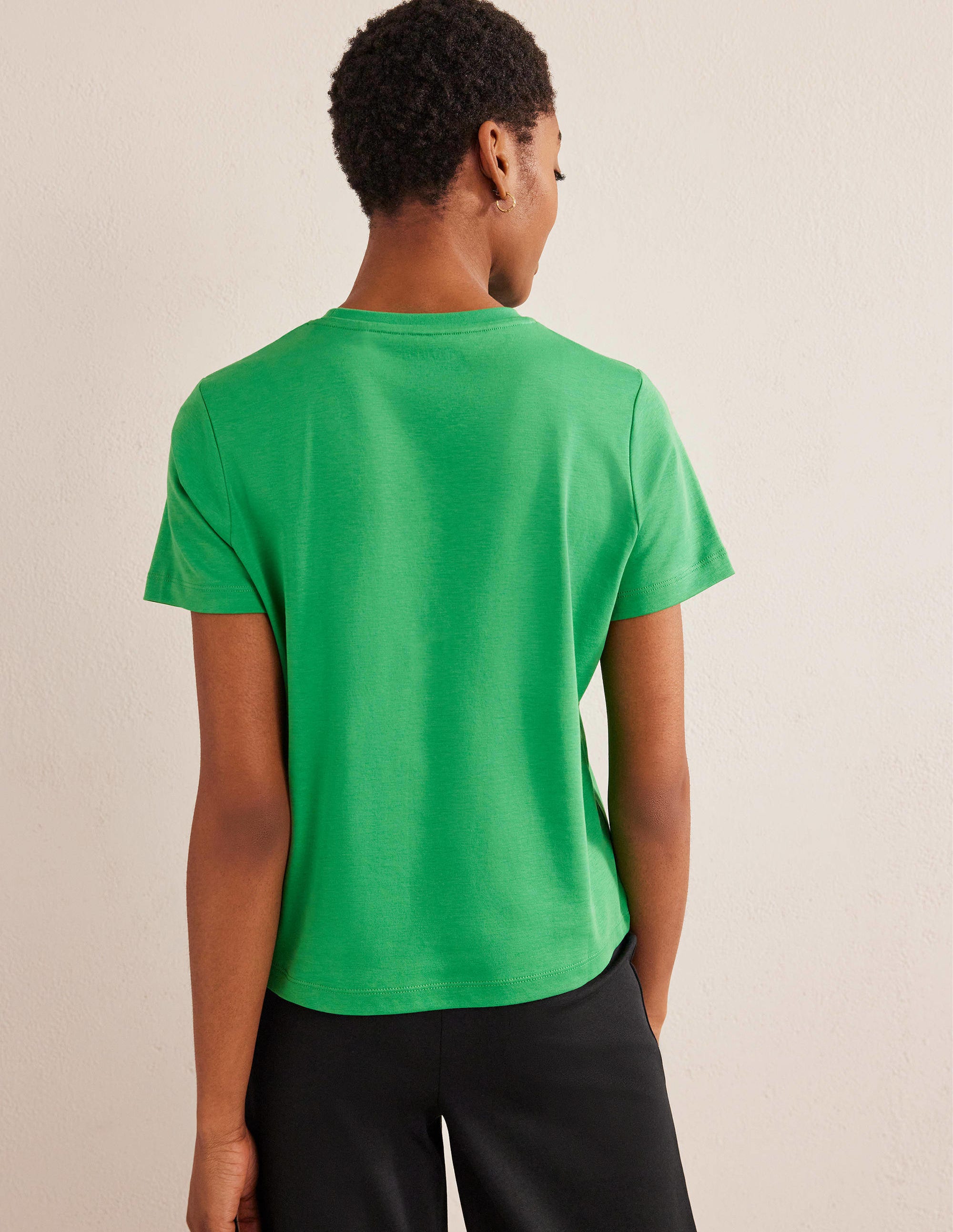 T-shirt col rond en coton-Abeille verte - Image 3