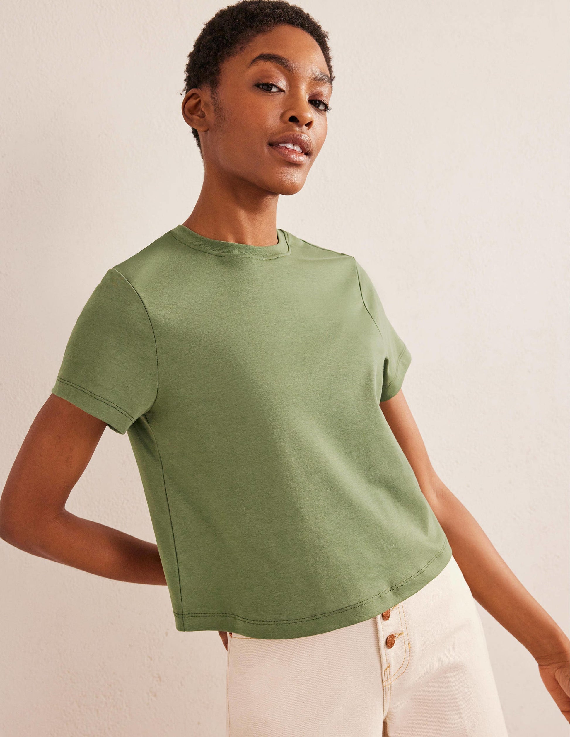 T-shirt court en coton-Épicéa-1