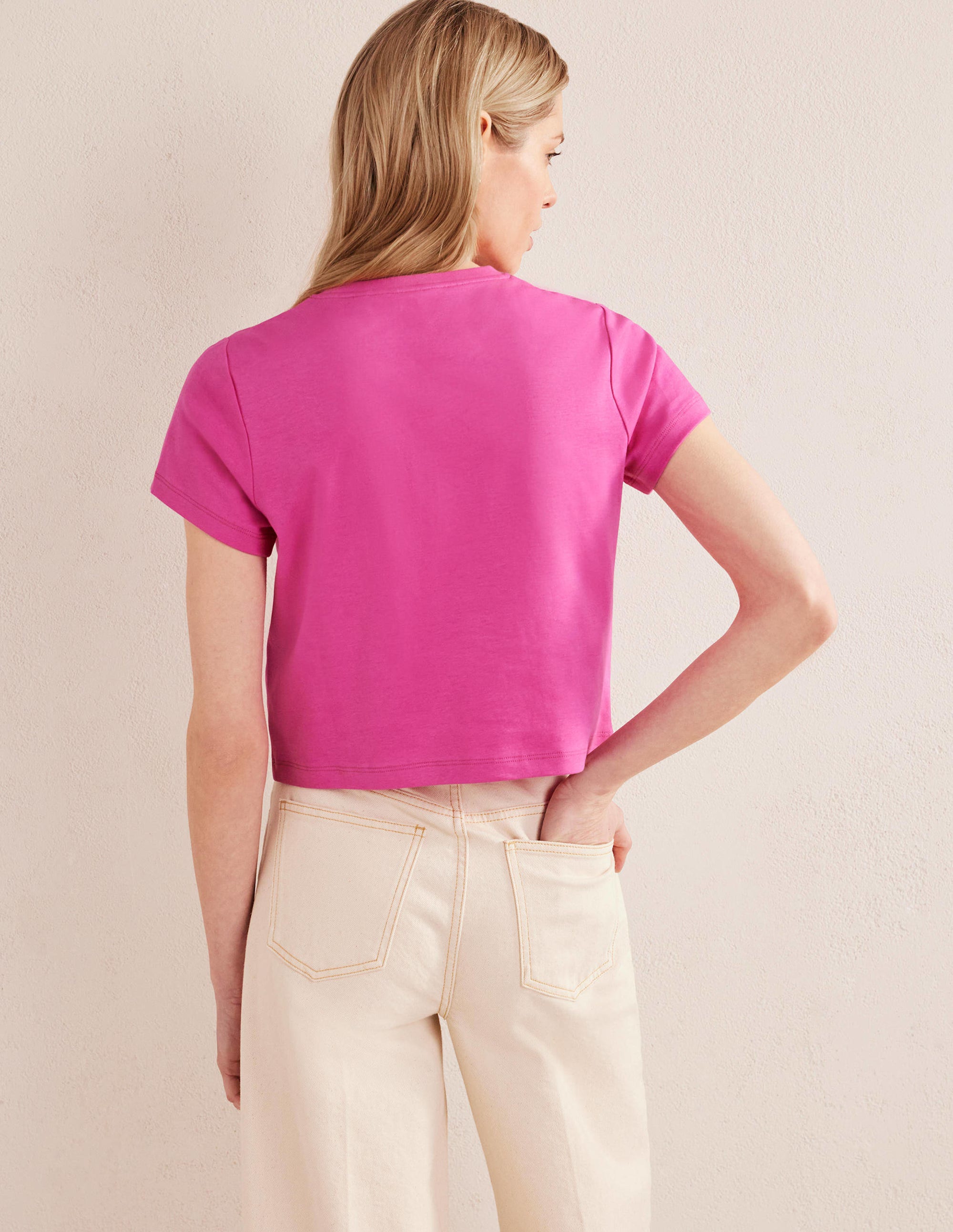 Perfect Cotton Cropped T-Shirt-Fuchsia Fedora - Image 3