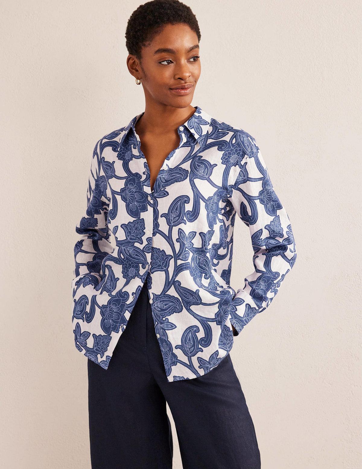 New Linen Shirt-Blue Ribbon, Paisley Whirl - Image 1